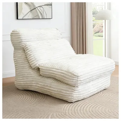 Produktbild von MODFU Modulares Design Loungesessel Schlafsofa mit Rückenlehne 2-in-1-Funktion Polstermöbel Flanelloptik Weiß