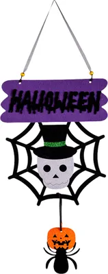 Produktbild von Halloween-Hängedeko mit Totenkopf und Spinne bunt 60 cm - Einheitsgröße