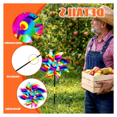 Produktbild von 5 Stück 24 cm Windräder zur Vogelabwehr in Regenbogenfarben