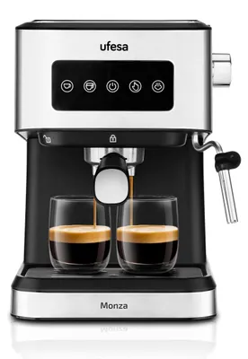 Produktbild von Ufesa Monza, Espressomaschine, 1,5 l, Gemahlener Kaffee, 1050 W, Schwarz, Edelstahl