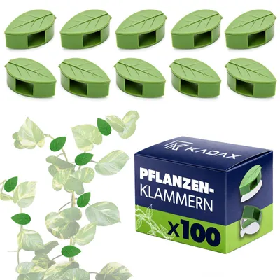 Obrázek produktu pro KADAX spony na popínavé rostliny, sada 100 ks, samolepicí držáky na rostliny na zeď, spony ve tvaru listu, spony jako opora pro pokojové rostliny
