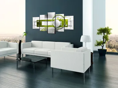 Produktbild von Akustikbild Abstrakt 200x100 cm Bilder Akustikschaum Hochleistungsschallabsorber Schallschutz Leinwand 5 tlg Wandbild Raumakustik Schalldämmung a-A-0140-b-o
