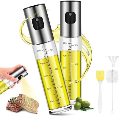 Ölsprüher aus Glas und Edelstahl, 100 ml, 2 Stück