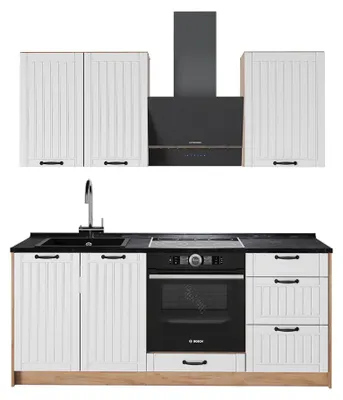 Immagine prodotto di Cucina monoblocco Vicco Fame-Line Bianco rustico/Rovere dorato 190 cm, PL Antracite, Model 64895