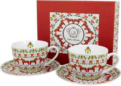 Produktbild von DUO ETNO 2er-Set Tassen 280 ml SCANDINAVIAN mit Untertassen, New Bone China Porzellan