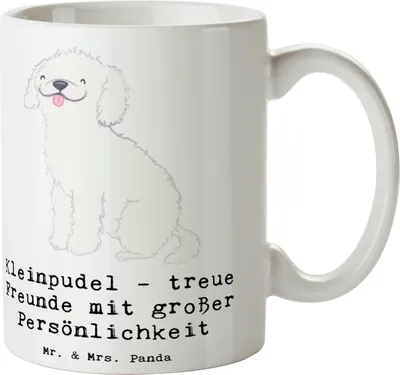 Produktbild von Mr. & Mrs. Panda Tasse Kleinpudel Freunde - Weiß - Geschenk, Hunderassen Charakter, mit Spruch, loyale Hunde, Kaffeetasse, liebevolles Wesen, Eigenschaften, Hunderasse