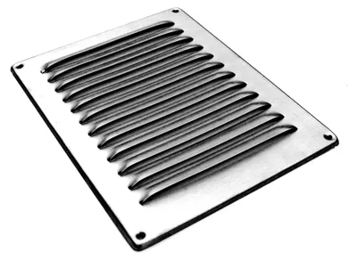 Produktbild von Wetterschutzgitter aus gebürstetem Edelstahl eckig 150 x 220 mm