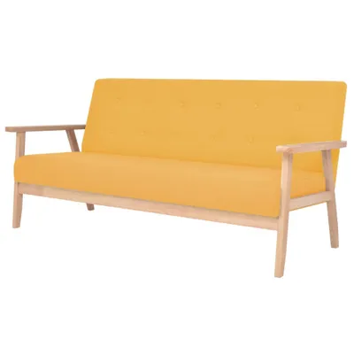 Image de vidaXL Ensemble de canapés 3 pièces tissu jaune