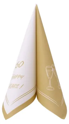 Produktbild von Airlaid Serviette Happy Years 60 Jahre in Gold, 40 x 40 cm, 50 Stück - APARTina