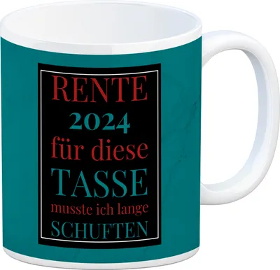 Produktbild von Rente 2024 Kaffeebecher eine bunte Tasse für Rentner in blau