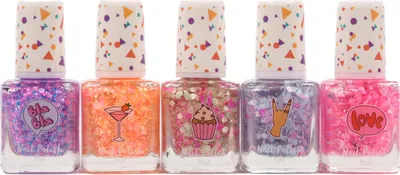 Productafbeelding van Canenco Create It! Nagellakconfetti, nagellak, lila, oranje, roze, violet, violet, 5 stuks, kwast, fles, 125 mm