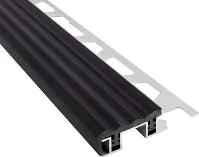 Produktbild von Alu Stufenprofil Fliesenschiene mit 26mm PVC-Einlage L250cm H10mm schwarz
