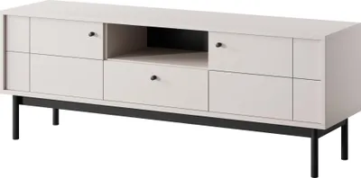Produktbild von Komodee, TV-Schränk DIEPPE - Kashmir - Metallgriffe - Holzbeine - Breite 154 cm, Höhe 56 cm, Tiefe 39 cm