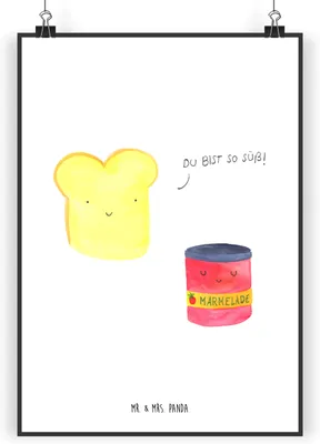 Produktbild von Mr. & Mrs. Panda Bild Toast Marmelade DIN A3 - Weiß - Geschenk, Lustige Sprüche, drucke, Toastbrot, Wanddeko, Wandbild, Brot, Dreamteam, Plakat, Süß