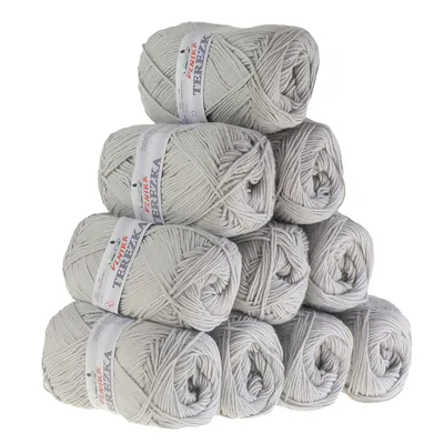 Produktbild von 10 x 50g Strickgarn Terezka 100% Baumwolle Baumwollgarn Häkelgarn, Farbe:grau