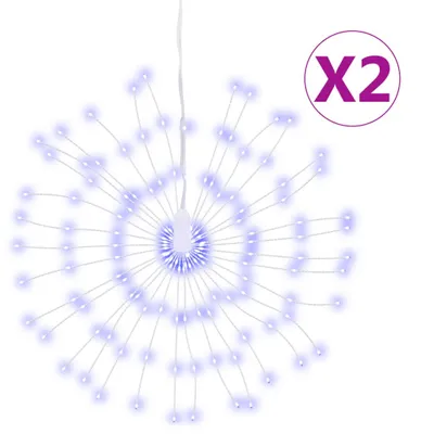 Zdjęcie produktu dla vidaXL Lampki choinkowe fajerwerki 2 szt. 140 LED niebieskie 17 cm