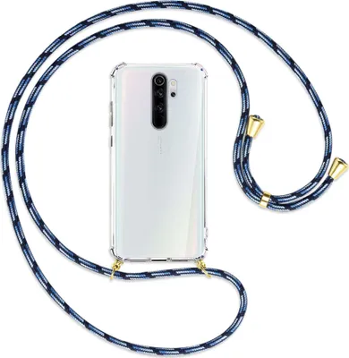 Produktbild von Handykette Backcover-Schutzhülle mit Band (Metall goldfarben) für Xiaomi Redmi Note 8 Pro - Blautöne