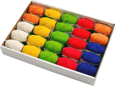 Produktbild von Bastband "Gemischt" - 25 Eiknäuel mit 5mm x 10m á € 1,95 - farbig sortiert