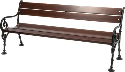 Obrázok produktu pre Liatinová lavička s operadlom, mestská drevená záhradná lavička, model: 0109, farba: palisander 155x69x40 cm