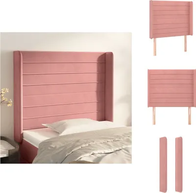 Produktbild von vidaXL Kopfteil mit Ohren Rosa 103x16x118/128 cm Samt -  Kopf- & Fußenden