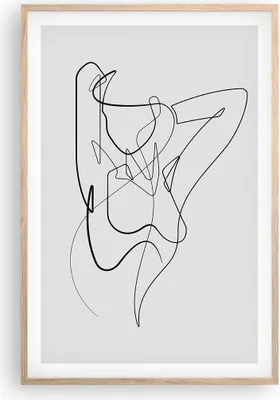 Produktbild von Gerahmtes Poster - Rahmen in heller Eiche - Frau Bleistift Linie - 61x91,5 cm - Wand Bild - Wanddeko - Wandbilder - Kunstposter - Wandposter - Bilderrahmen - Bilder - Kunstdruck - P2NPA61x91-4991