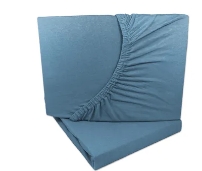 Produktbild von 2er Set Jersey Spannbettlaken Rauchblau / Graublau 90x200 - 100x200 cm 100% Baumwolle
