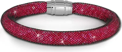 Image de SilberDream Bracelet pour femme 20cm fuchsia Mini cristaux acier inoxydable nylon SDA050P0