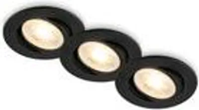 Produktbild von Briloner PIWO 3er Set LED Einbaustrahler 230V, Schwenkbar, Warmweiße Lichtfarbe, Schwarz, Ø8 x 2,2 cm