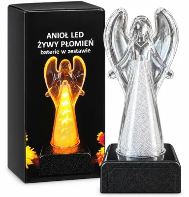 Zdjęcie produktu dla Świeca wkład znicz płomień anioł LED 15x6,5cm na baterie na grób cmentarz lampion pamięci