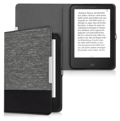 Produktbild von kwmobile Hülle kompatibel mit Tolino Shine 2 HD - Canvas eReader Schutzhülle Cover Case - Dunkelgrau Schwarz