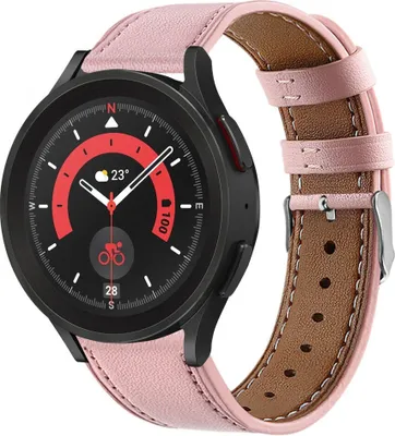 Produktbild von Strap-it Samsung Galaxy Watch 5 Pro Lederarmband (Rosa)