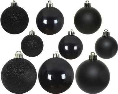 Produktbild von Weihnachtskugeln Kunststoff Mix 4-6cm 30er Set - Schwarz
