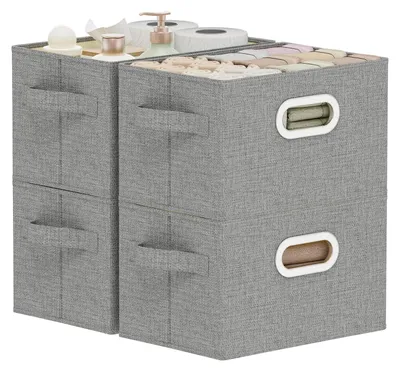 Produktbild von Omgoods – Set aus 4 zusammenklappbaren Aufbewahrungsboxen mit Griffen