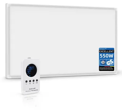 Produktbild von Elektrische Infrarot-Heizung, 550 W - Weiß - Wandmontage - Programmierbarer Thermostat