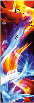 Produktbild von ARTland Glas Wanduhr Quarzuhr - schwarzer Zeiger Feuer und Eis Größe: 20x60 cm