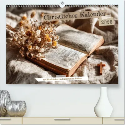 Produktbild von Christlicher Kalender mit Bibelzitaten und spirituellen Bildern (hochwertiger Premium Wandkalender 2026 DIN A2 quer), Kunstdruck in Hochglanz