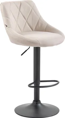 Produktbild von CLP Barhocker Lazio Stoff höhenverstellbar und 360 Grad drehbar | Farbe creme Gestell Farbe schwarz