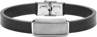 Produktbild von XENOX Herrenarmband Leder silberfarben schwarz X4638