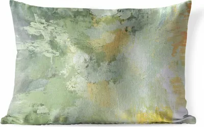 Produktbild von MuchoWow® Outdoor Kissen - Ölgemälde grün - 50x30 cm - Wetterfest - Lounge Kissen - Sofa kissen - Wohnzimmer Dekoration