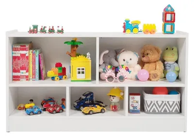 Produktbild von Kinderregal Spielzeugaufbewahrung Bücherregal Holz Weiß 111 x 30 x 61,5 cm