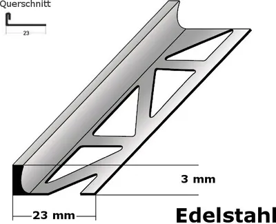 Produktbild von Fliesenprofil "Beldert" Fliesenabschlussprofil / Trennschiene für Fliesenabschlüsse, Höhe: 2 - 30 mm, Breite: 23 mm, aus Edelstahl-3 mm