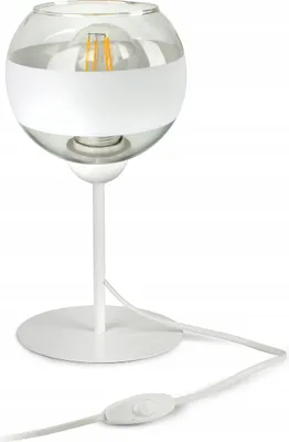 Produktbild von LUXOLAR Led Tischleuchte mit Schalter - Weiß Glas Schreibtischlampe E27, 60W - Nachtlampe für Schlafzimmer