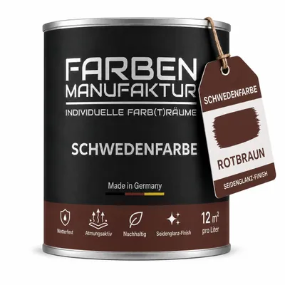 Produktbild von Schwedenfarbe Holzfarbe Holzlack Wetterschutzfarbe deckend 5L - Rotbraun