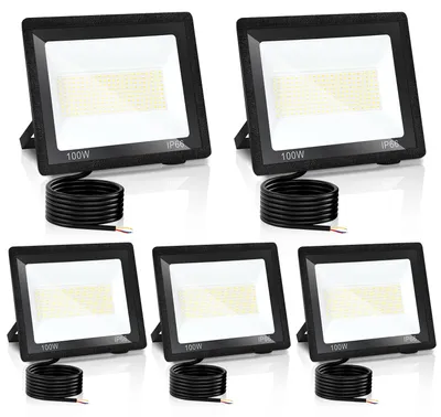 Immagine prodotto di Ikodm, faretto LED da esterno, 100W, grado di protezione IP66, con 3 temperature di colore: 3000K/4000K/6500K, confezione da 5 pezzi