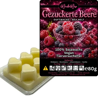 Produktbild von WonderWax Duftwachs Wax Melts für Duftlampe, 6 Herzen Duftmelt Wachsmelt Sojawachs Duftwachs Würfel für Raumdüfte, Wachs Duftöl Winter Indoor Schmelzen für Aromalampe Gezuckerte Beeren