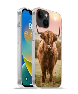 Produktbild von MuchoWow® Handyhülle Schutzhülle Hülle für Apple iPhone 14 - Softcase Schottischer Highlander - Sonne - Himmel Silikon Softcase Handy Hülle - Mobiltelefonhülle