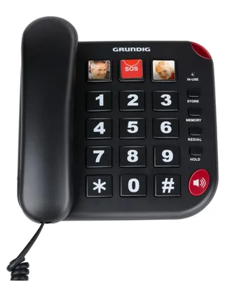 Obrázok produktu pre Pevný telefón Grundig pre seniorov - S veľkými tlačidlami, tlačidlom tiesňového volania a tlačidlami na fotografovanie - Hlasité zvonenie - Telefón s káblovým pripojením - Vhodný pre starších ľudí a zrakovo postihnutých