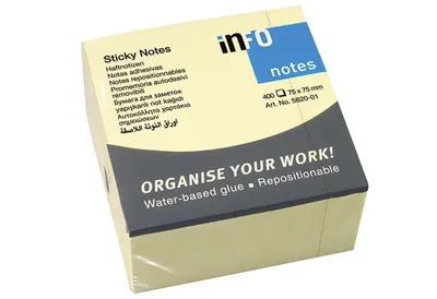 Zdjęcie produktu dla Haftnotizen Info Notes 75x75mm pastellgelb 400 Blatt
