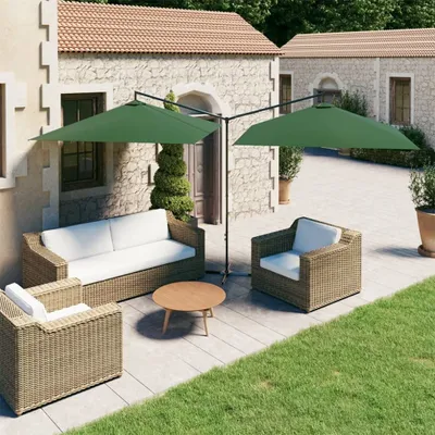 Produktbild von Design Möbel Doppel-Sonnenschirm mit Stahlmast Grün 600x300 cm - 2024 Neu