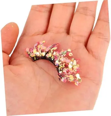 Produktbild von 2 Paare Glitzer Wimpern mit Pailletten und Strasssteinen Farbige Falsche Wimpern Dramatischer Party Bühnenlook Leichte Bequeme Auffällige Fake Lashes für Cosplay und Festtage